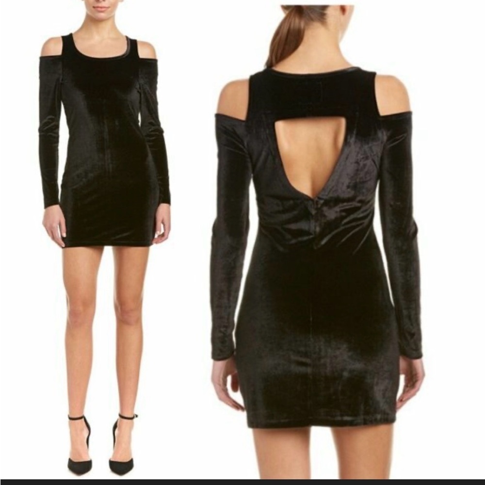 Black Velvet Cold Shoulder Dress